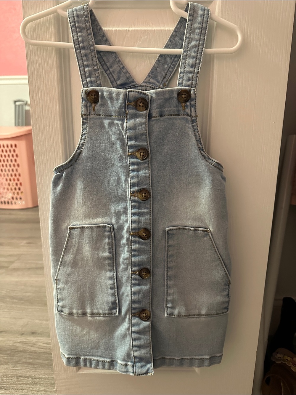 wonder nation Light Blue Denim Button-Front Pinafore